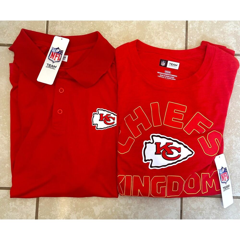 NWT Kansas City Chiefs Polo AND T Shirt Men's Size Medium NFL Apparel